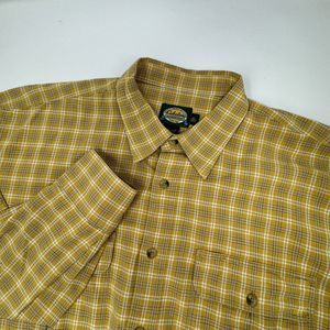 Cabela's Plaid‎ Long Sleeve Button Up Shirt Yellow Outdoor  XL